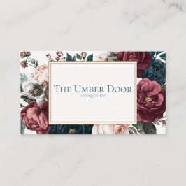 Gothic Rose Floral Burgundy and Navy Gold Frame Visitenkarte