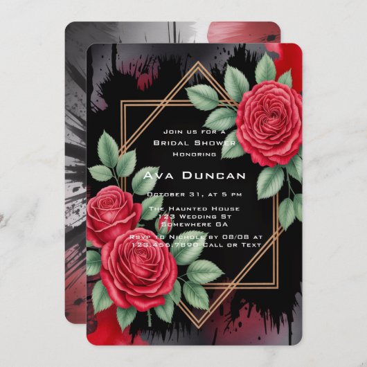 Gothic Rose Frame Brautparty Einladung (Vorne/Hinten)