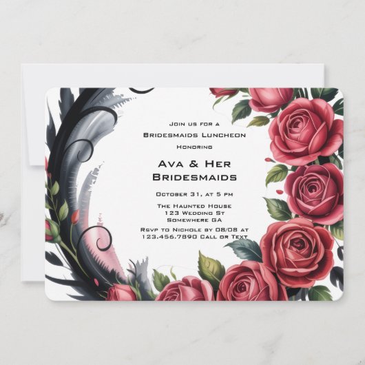 Gothic Rose Frame Bridesmaids Luncheon Einladung (Vorderseite)