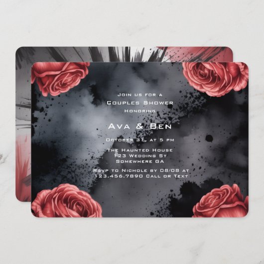 Gothic Rose Frame Couples Dusche Einladung (Vorne/Hinten)