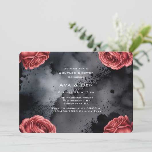 Gothic Rose Frame Couples Dusche Einladung (Stehend Vorderseite)