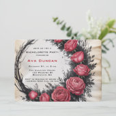 Gothic Rose Frame Junggeselinnen-Abschied Einladung (Stehend Vorderseite)