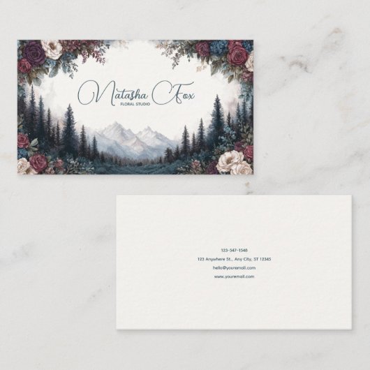 Gothic Rose Frame Moody Mountain Forest Visitenkarte (Vorne/Hinten)