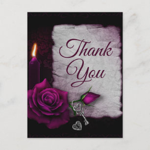 Gothic Rose, Kerze und Medaillon Party Danke Postkarte
