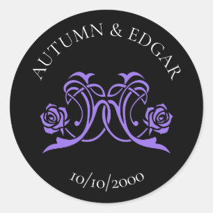 Gothic Rose Lila Schwarze Hochzeit Runder Aufkleber