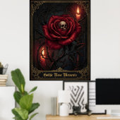 Gothic Rose Memento Mori Skull Dark Floral Candle Poster (Heimbüro)