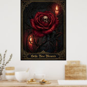 Gothic Rose Memento Mori Skull Dark Floral Candle Poster (Küche)