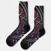 Gothic Rose Printed Socks - Crew Socks Socken (Linkes Detail)