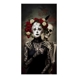 Gothic Rose Queen – Dark Romantic Art with Skeleto Poster
