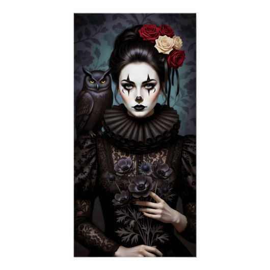 Gothic Rose Queen – Dark Romantic Art with Skeleto Poster (Vorderseite)
