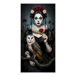 Gothic Rose Queen – Dark Romantic Art with Skeleto Poster