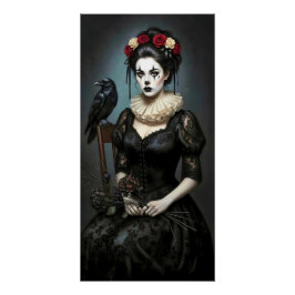 Gothic Rose Queen – Dark Romantic Art with Skeleto Poster