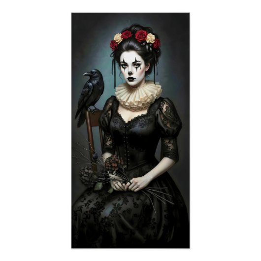 Gothic Rose Queen – Dark Romantic Art with Skeleto Poster (Vorderseite)