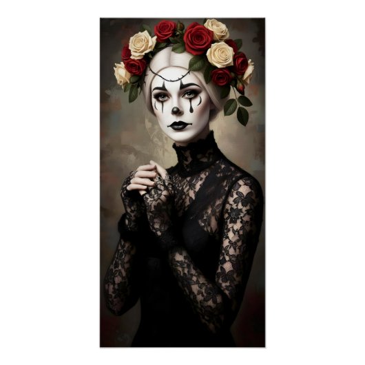 Gothic Rose Queen – Dark Romantic Art with Skeleto Poster (Vorderseite)