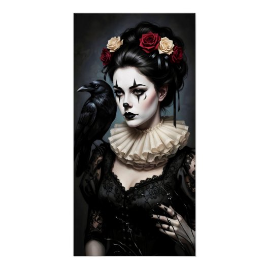 Gothic Rose Queen – Dark Romantic Art with Skeleto Poster (Vorderseite)