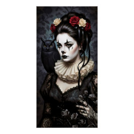 Gothic Rose Queen – Dark Romantic Art with Skeleto Poster