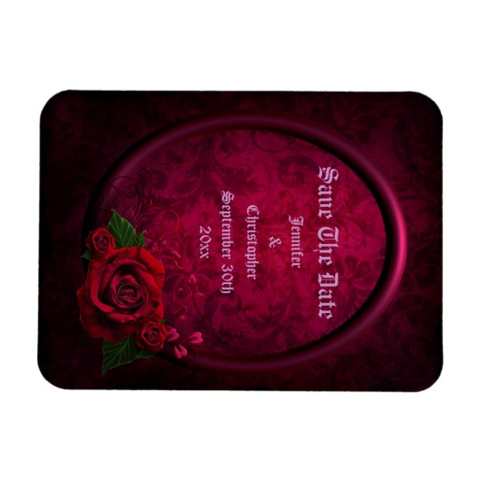 Gothic-Rose-Rahmen Save the Date Hochzeit Magnet (Horizontal)
