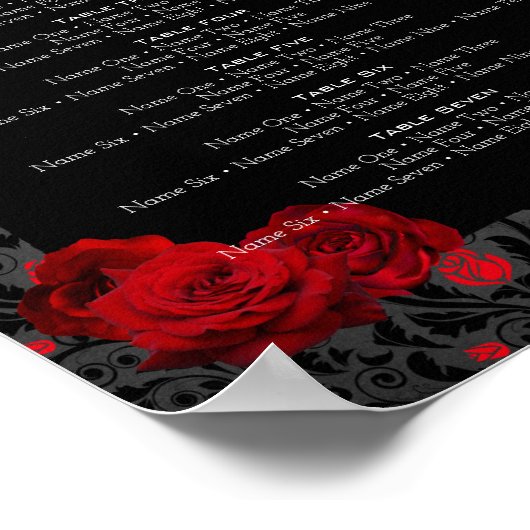 Gothic Rose Rot und Schwarz Tischnummer Poster (Ecke)