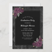 Gothic Rose Schwarzer Abschluss Einladung (Vorderseite)