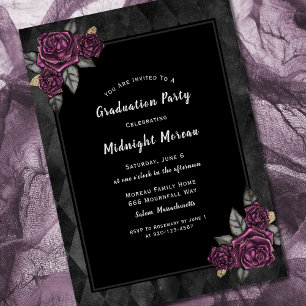 Gothic Rose Schwarzer Abschluss Einladung