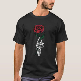 Gothic Rose & Skelett-Hand-Design — Dunkle Romanti T-Shirt