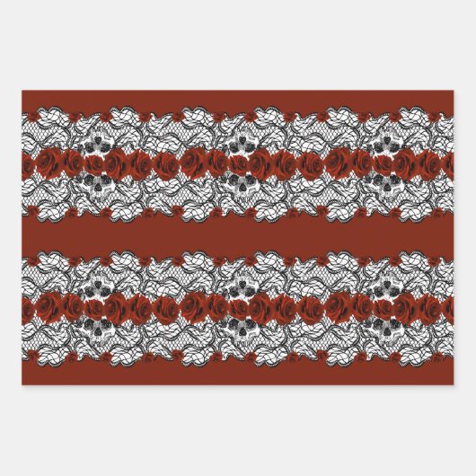 Gothic:Rose, Spitzen und Schädel Geschenkpapier Set (Vorderseite 2)