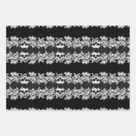 Gothic:Rose, Spitzen und Schädel Geschenkpapier Set