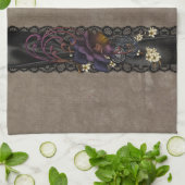 Gothic Rose und schwarze Spitze Geschirrtuch (Gefaltet)