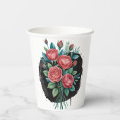 Gothic Rose Wedding Frame Pappbecher (Rückseite)