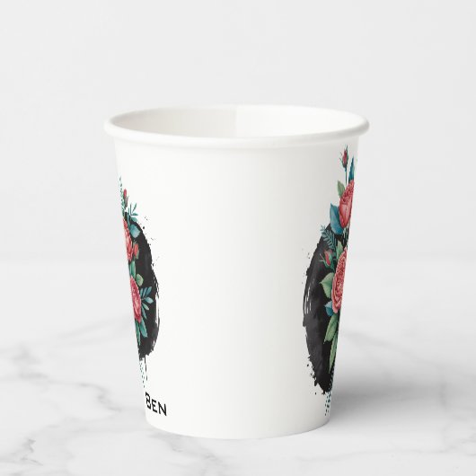 Gothic Rose Wedding Frame Pappbecher (Links)