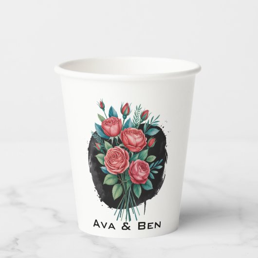 Gothic Rose Wedding Frame Pappbecher (Vorderseite)