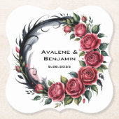 Gothic Rose Wedding Frame Untersetzer (Vorderseite)