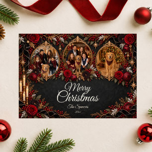 Gothic Rose Weihnachts-Familienfoto-Collage Feiertagskarte