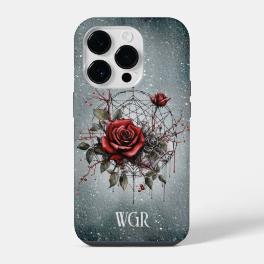 Gothic Rose Wreath Monogram iPhone Hülle (Rückseite)