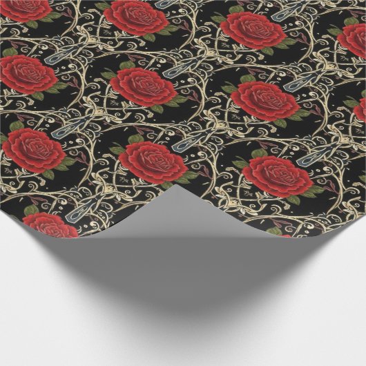 Gothic-Rosen-Muster Geschenkpapier (Ecke)