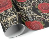 Gothic-Rosen-Muster Geschenkpapier (Rolleneckpunkt)