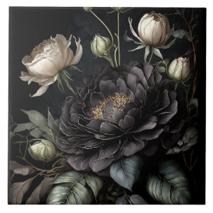 Gothic-Rosenanordnung Schwarze Blume Fliese