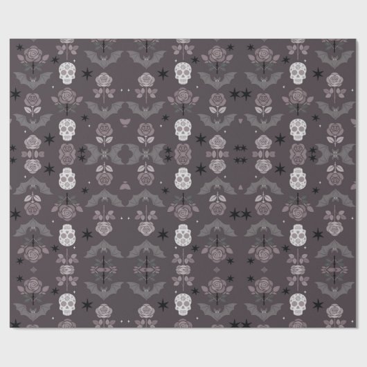 gothic roses & bats wrapping paper geschenkpapier (Flach)