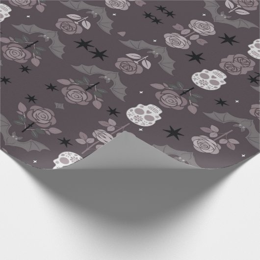 gothic roses & bats wrapping paper geschenkpapier (Ecke)