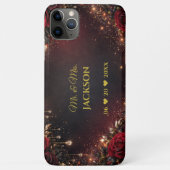 Gothic Roses Couples Name & Wedding Date Case-Mate iPhone Hülle (Rückseite)