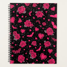 Gothic Roses & Fledermäuse Muster | Hot Pink Dark