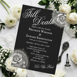 Gothic Roses Monochrome Minimalistische Schwarze H Einladung