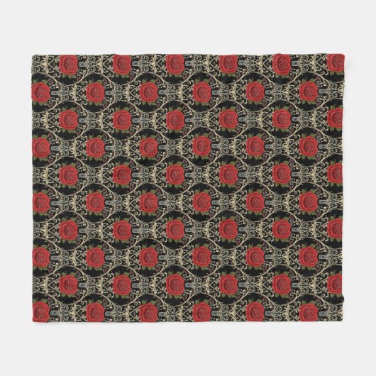 Gothic Roses Pattern Fleecedecke (Vorderseite (Horizontal))