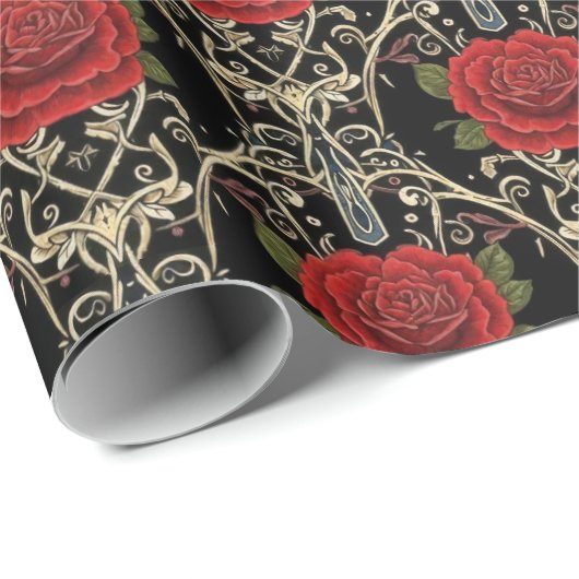 Gothic Roses Pattern Geschenkpapier (Rolleneckpunkt)