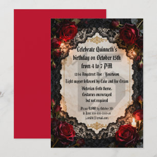 Gothic Roses und schwarze Spitze Teenager-Mädchen- Einladung