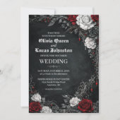 Gothic Roses Wedding Invitation Einladung (Vorderseite)