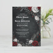 Gothic Roses Wedding Invitation Einladung (Stehend Vorderseite)