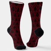 Gothic Rot Schwarz Damast Monogramm Socken (Gewinkelt)