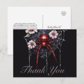 Gothic Rot & Schwarz Floral Spiderweb Dankeschön Postkarte (Vorne/Hinten)