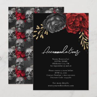 Gothic-Rote Blumeneinlagen für Hochzeitsunterkünft Begleitkarte